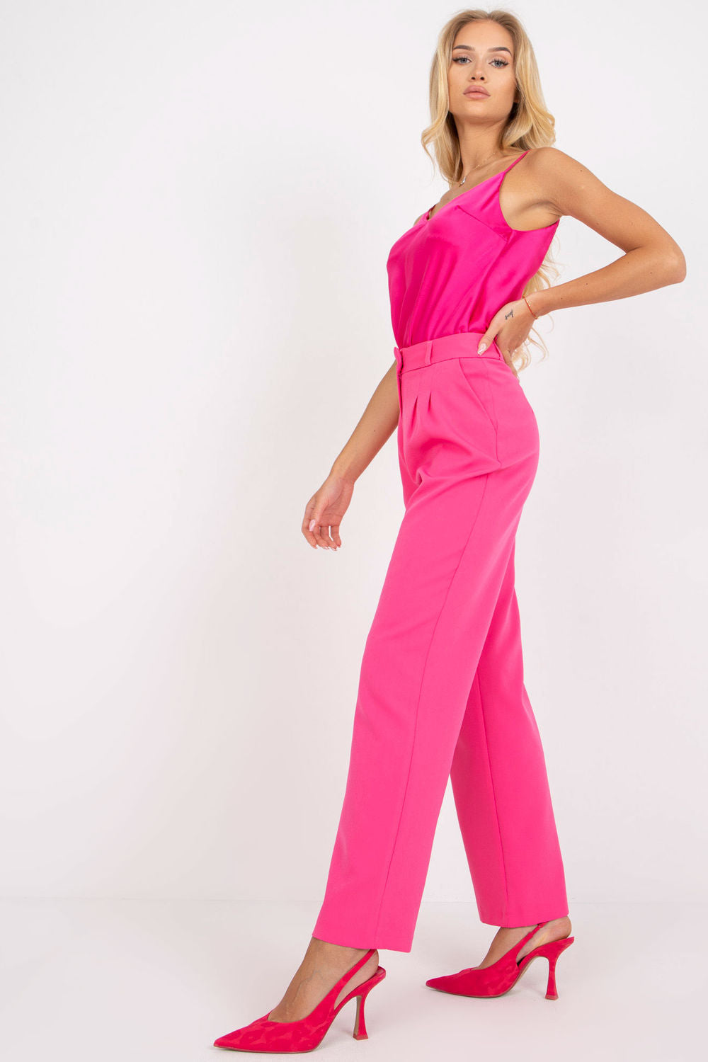 Rue Paris Dark Pink Wide Leg Trousers - view 2