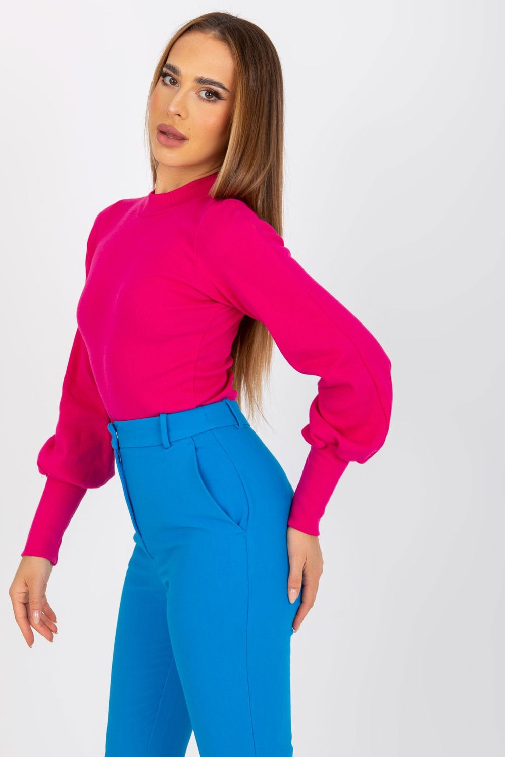 Rue Paris Fuchsia Long Sleeve Blouse - view 3