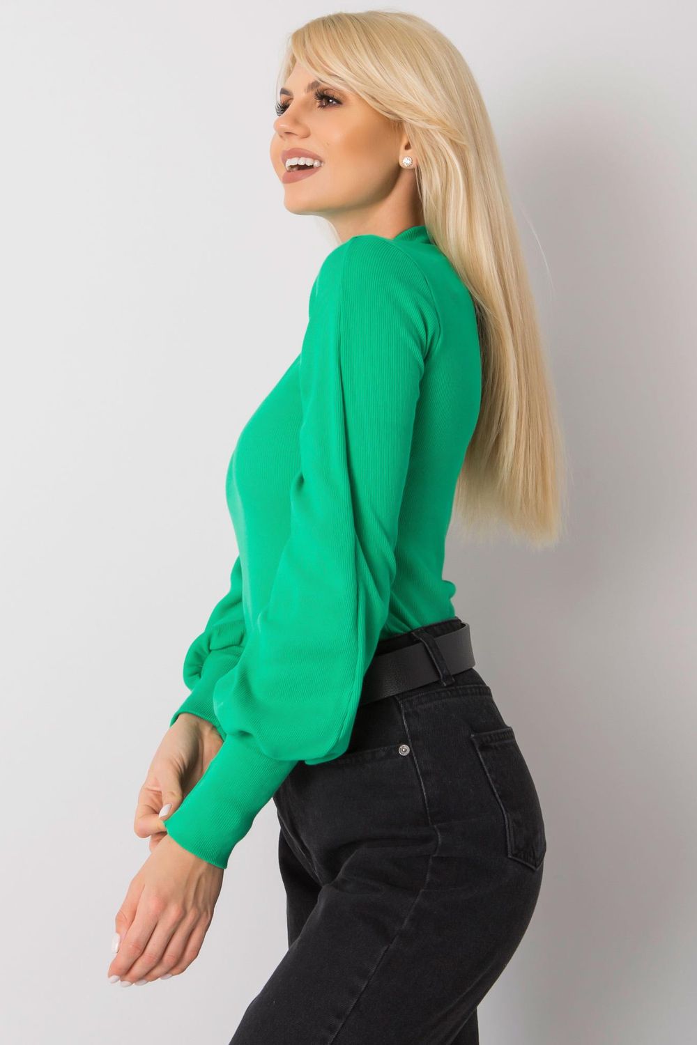 Rue Paris Green Long Sleeve Blouse - view 3