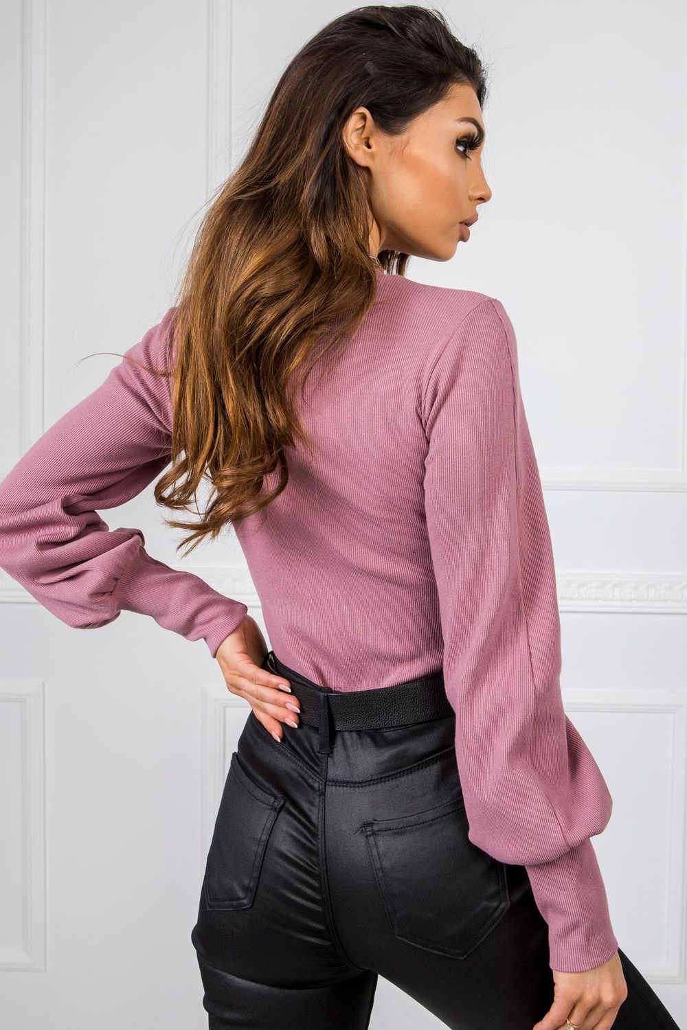 Rue Paris Dark Pink Long Sleeve Blouse - view 3