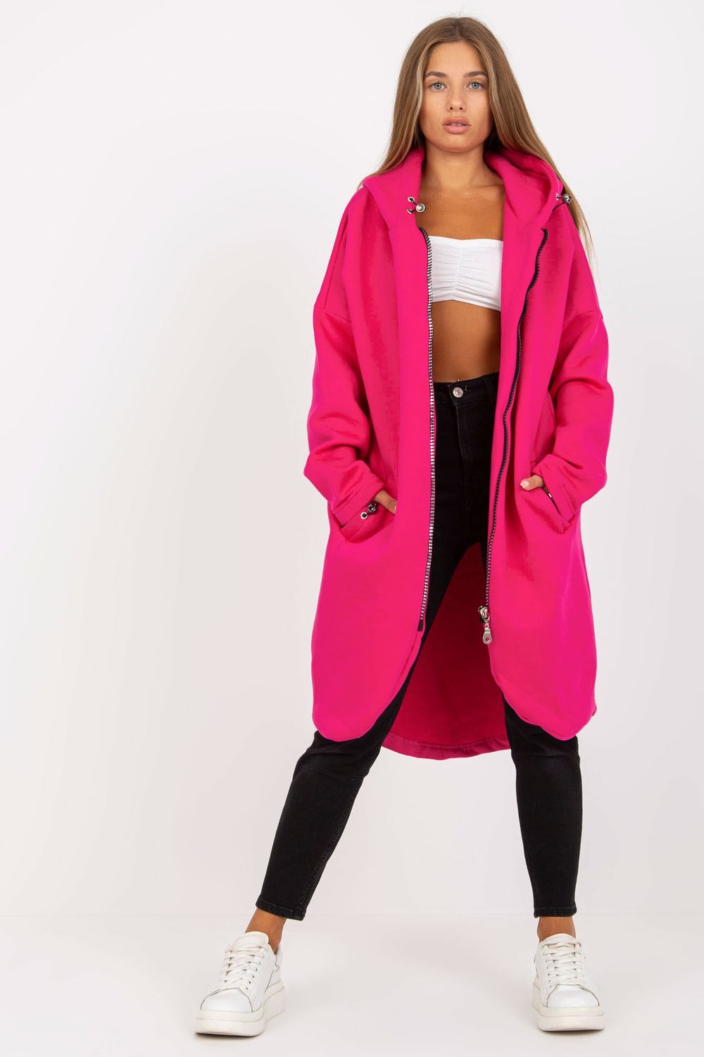 Rue Paris Fuchsia Hooded Long Sleeve Sweatshirt