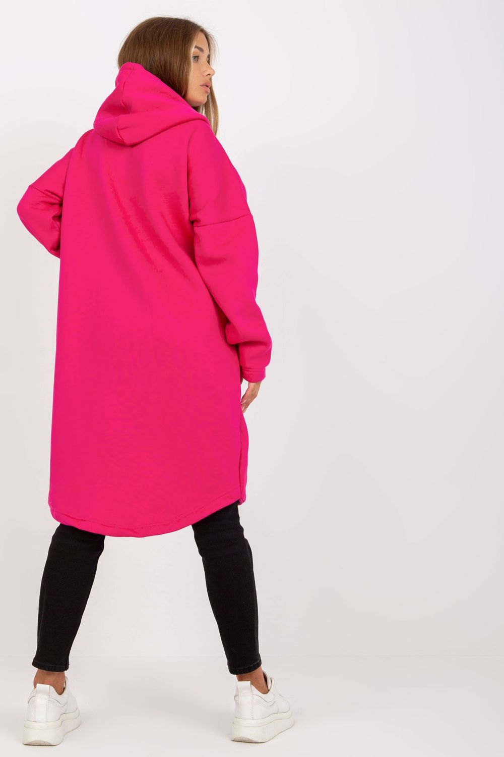 Rue Paris Fuchsia Hooded Long Sleeve Sweatshirt - view 2