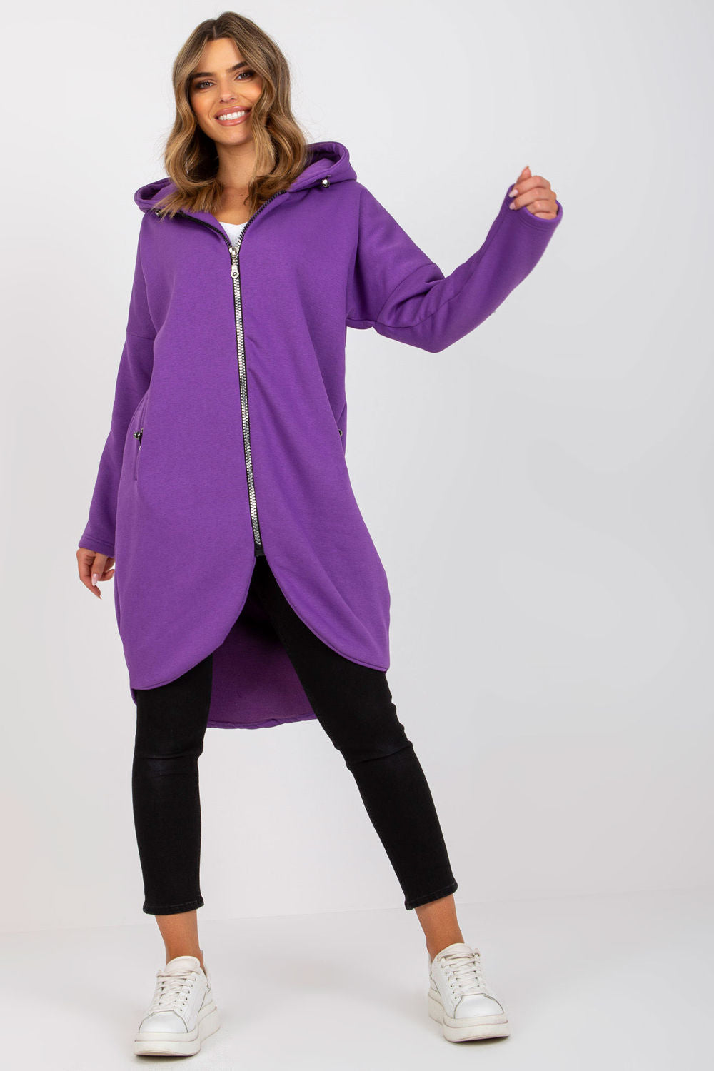 Rue Paris Violet Hooded Long Sleeve Sweatshirt