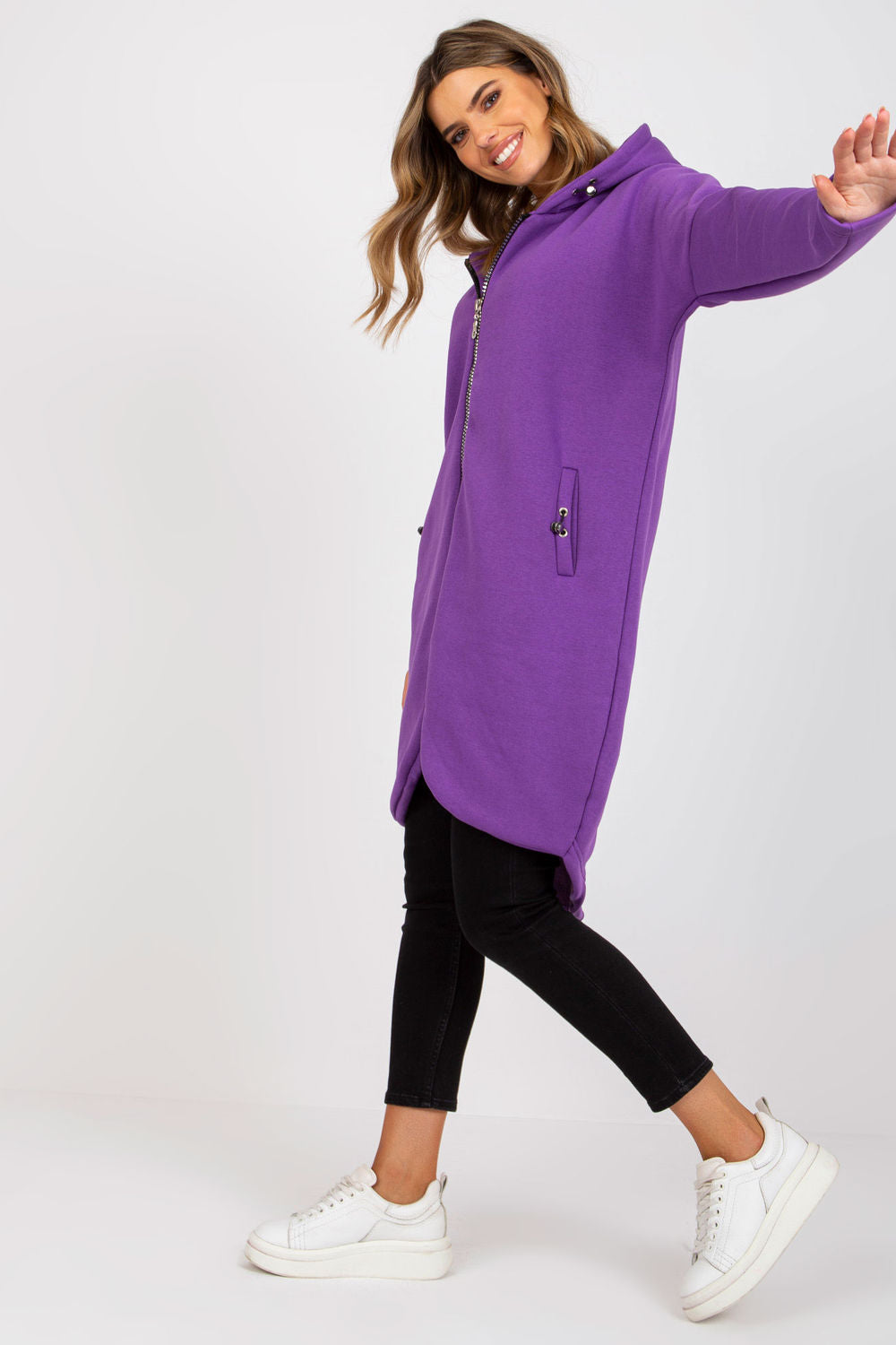 Rue Paris Violet Hooded Long Sleeve Sweatshirt - view 3