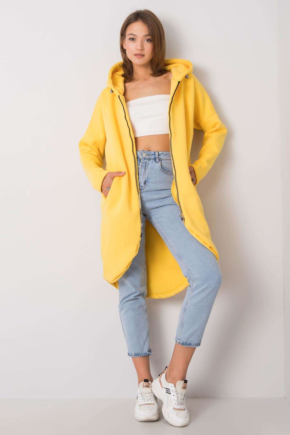 Rue Paris Yellow Hooded Long Sleeve Sweatshirt - view 2