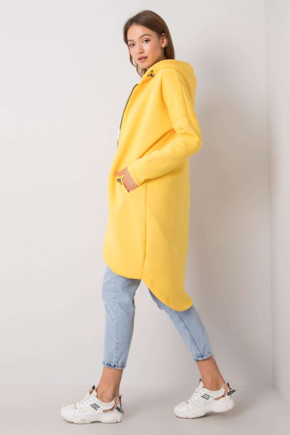 Rue Paris Yellow Hooded Long Sleeve Sweatshirt - view 3