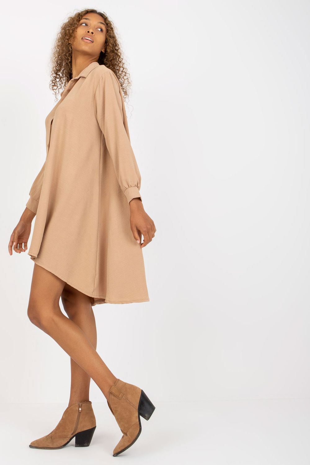 Italy Moda Camel Asymmetric Dress - view 2