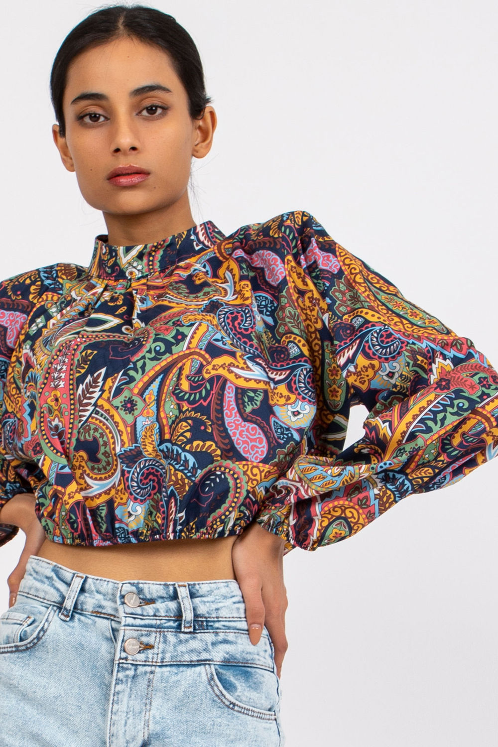 Italy Moda Navy Long Sleeve Blouse