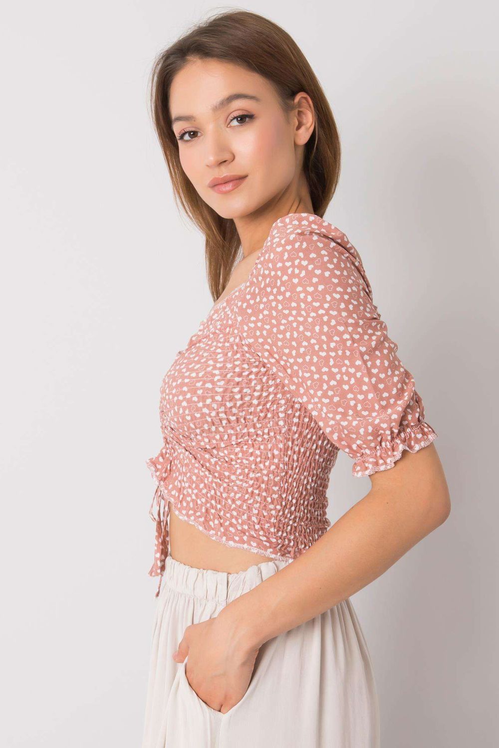 Rue Paris Dark Pink Bodycon V-Neck Blouse - view 2