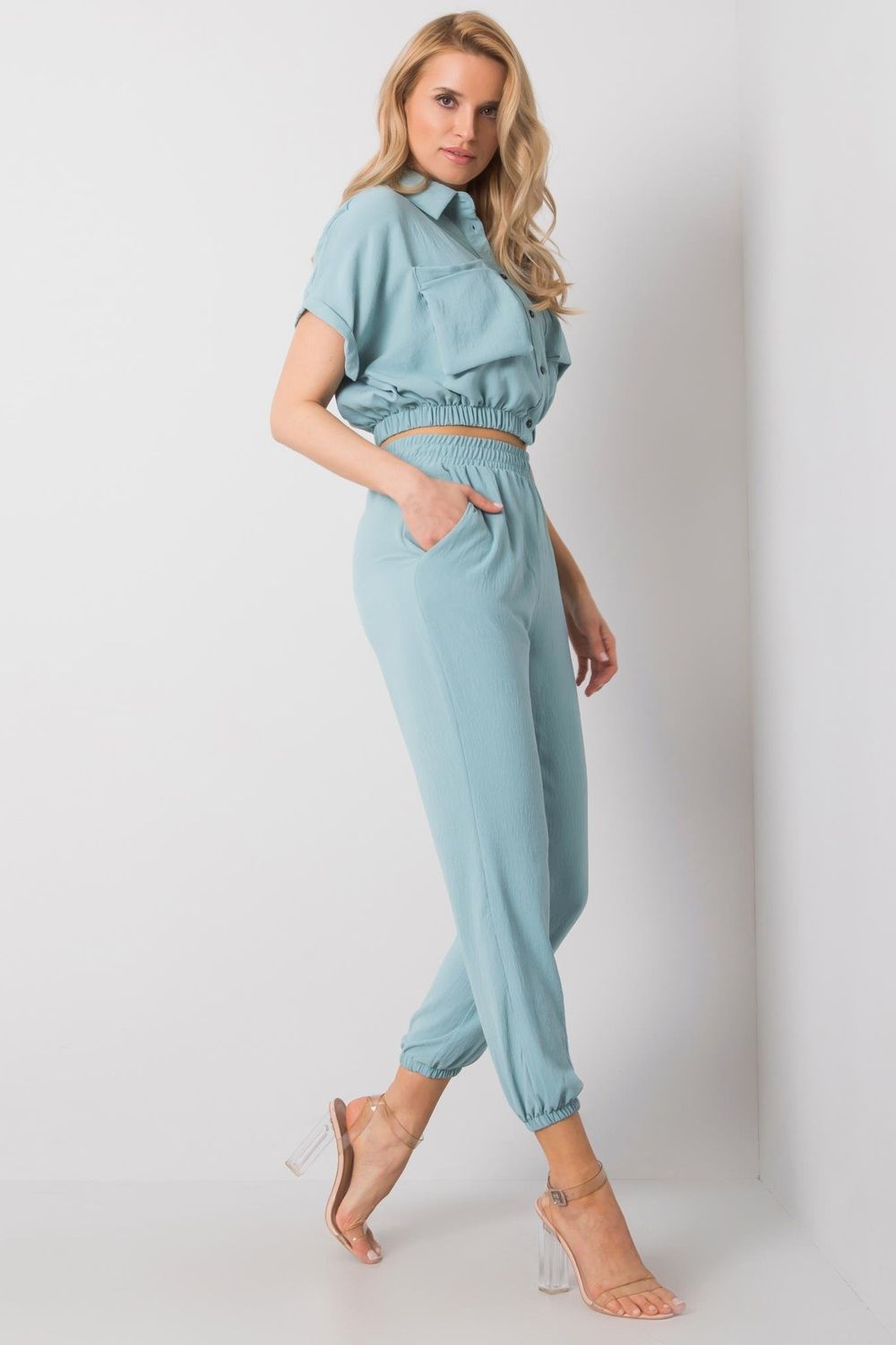 Rue Paris Mint Short Sleeve Trousers - view 2