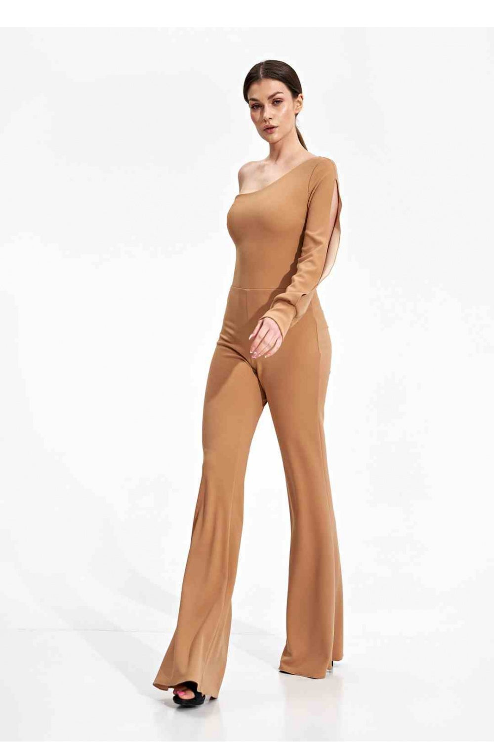 Figl Beige Bodycon Long Sleeve Jumpsuit - view 2