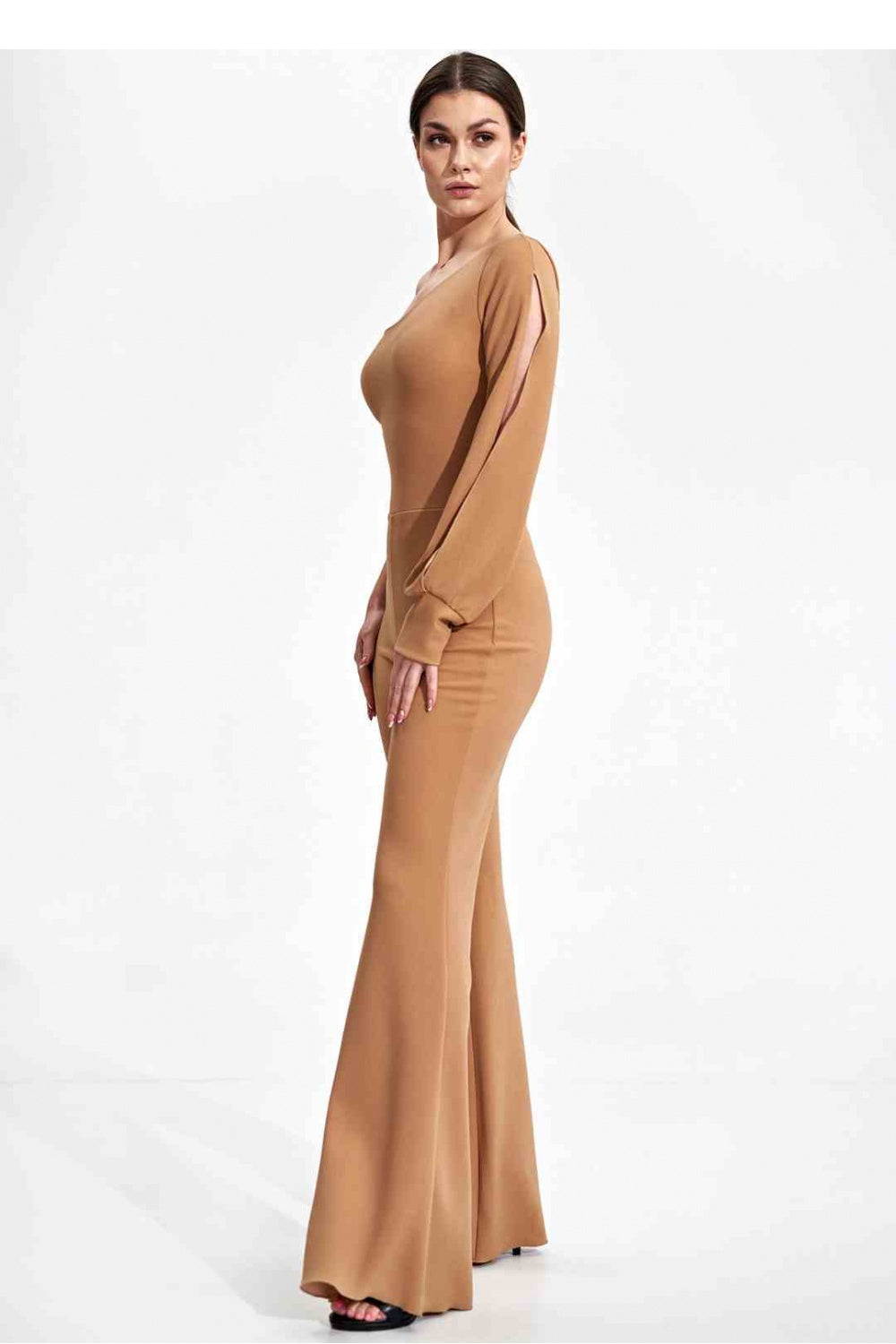 Figl Beige Bodycon Long Sleeve Jumpsuit - view 4