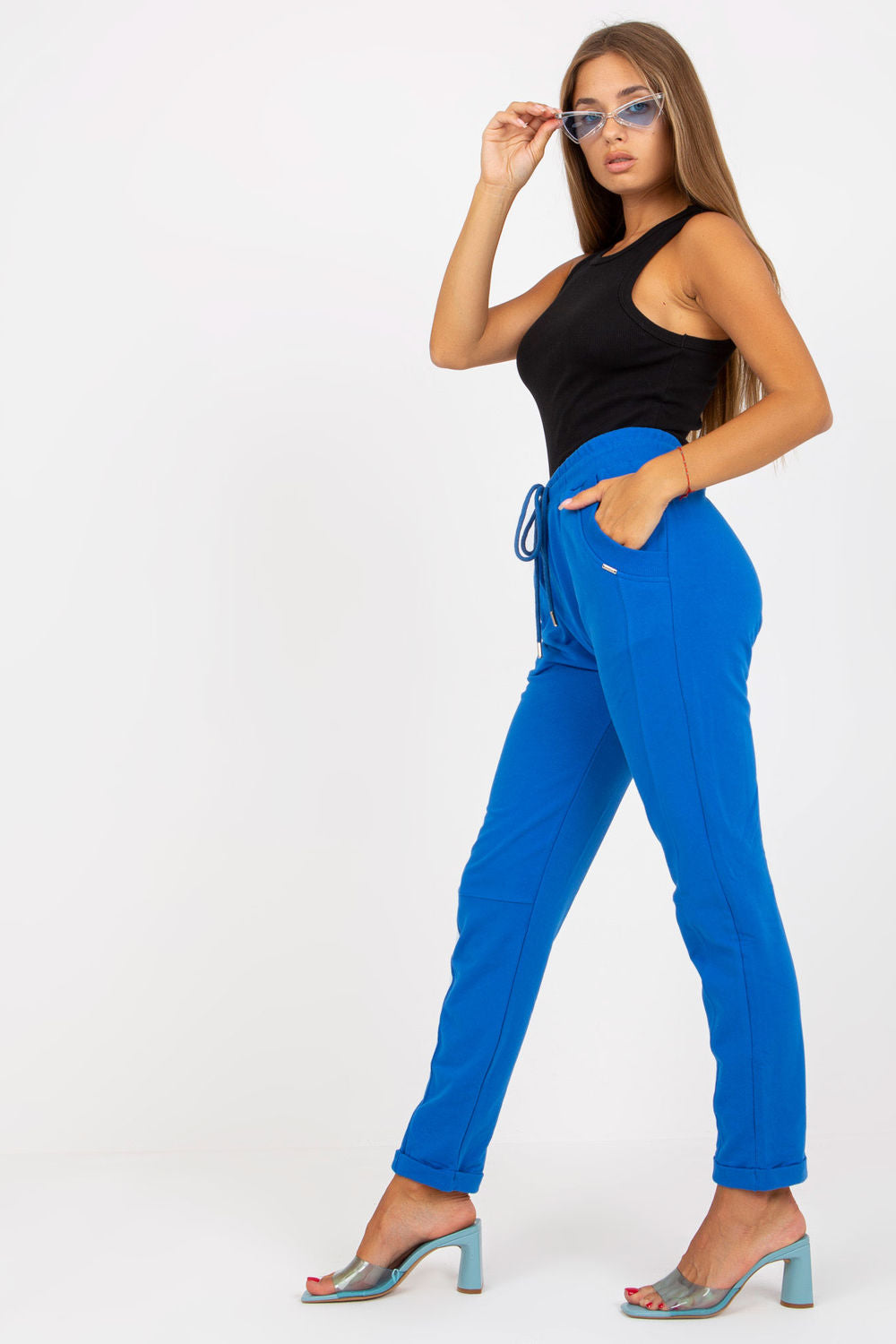 Relevance Dark Blue High Waisted Joggers - view 3