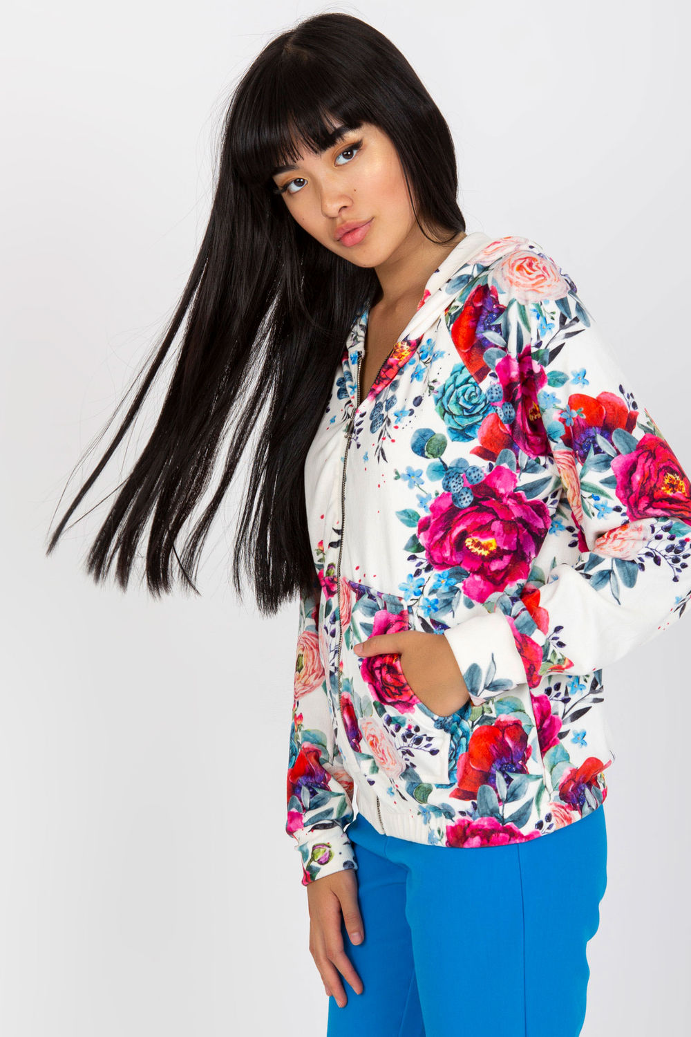 Rue Paris Red Hooded Long Sleeve Sweatshirt - view 2