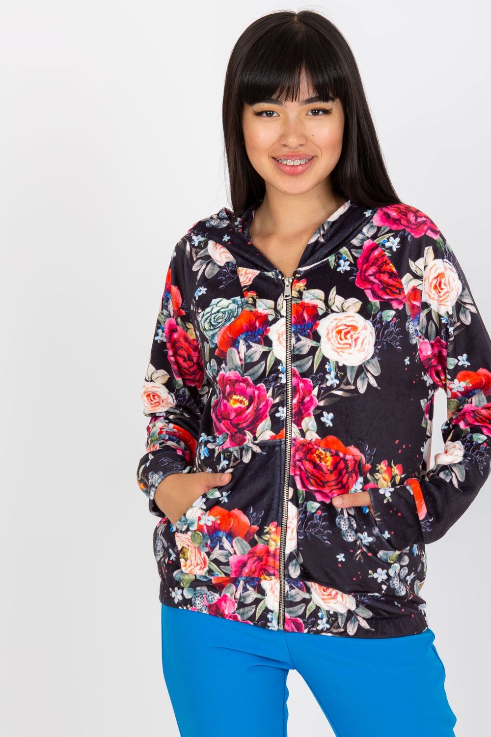 Rue Paris Red Viscose Hooded Long Sleeve Sweatshirt