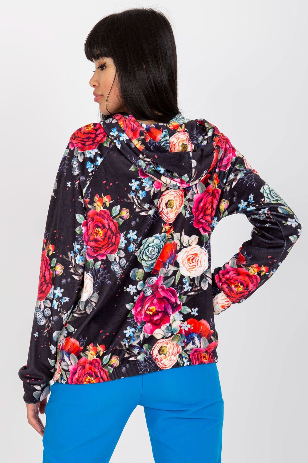 Rue Paris Red Viscose Hooded Long Sleeve Sweatshirt - view 3
