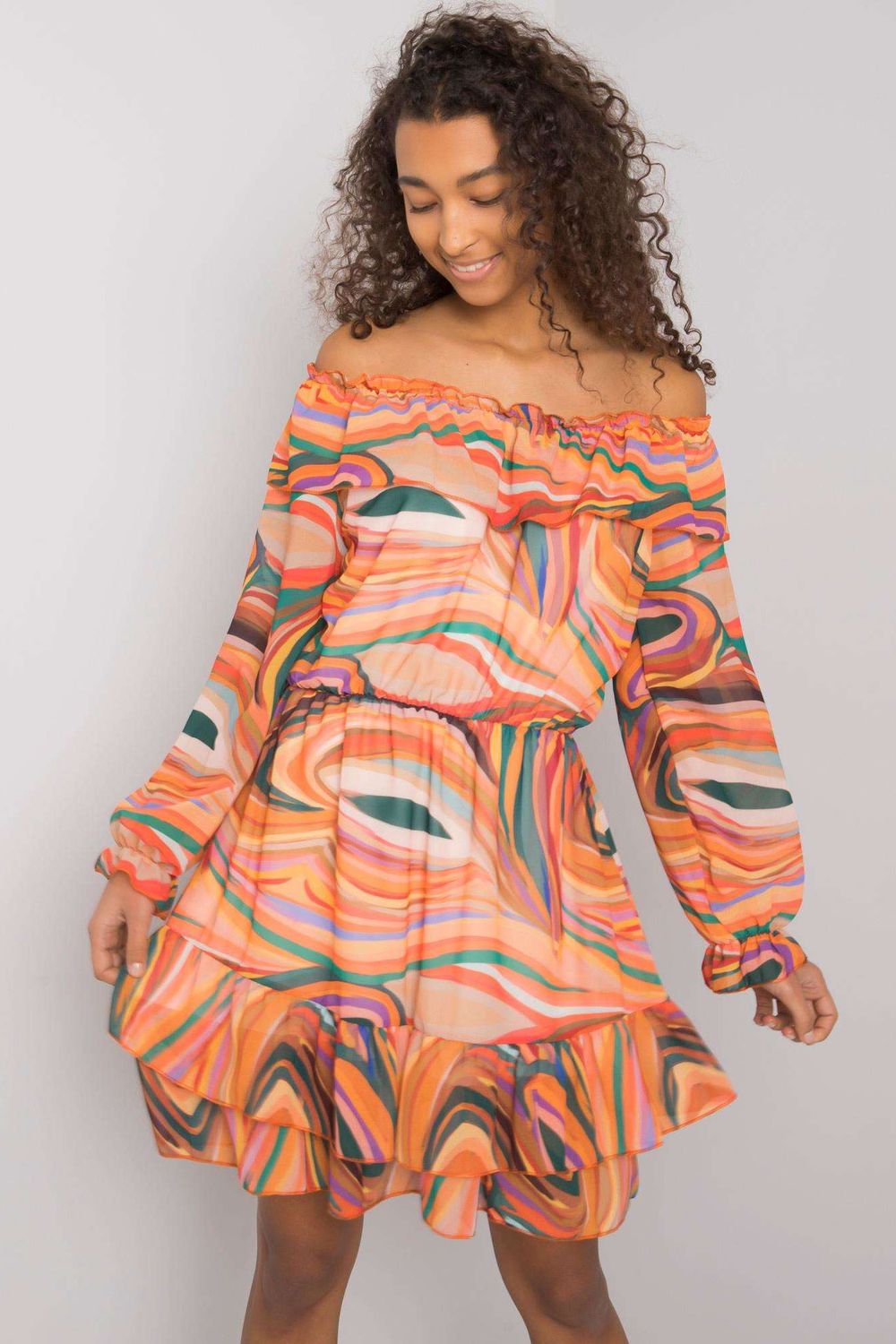 Italy Moda Orange Long Sleeve Dress