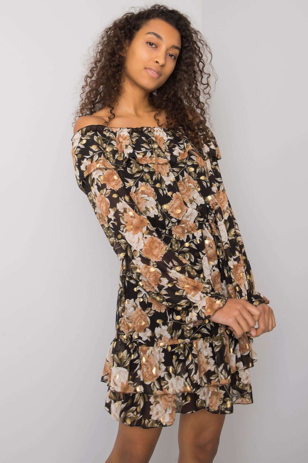 Italy Moda Beige Long Sleeve Dress