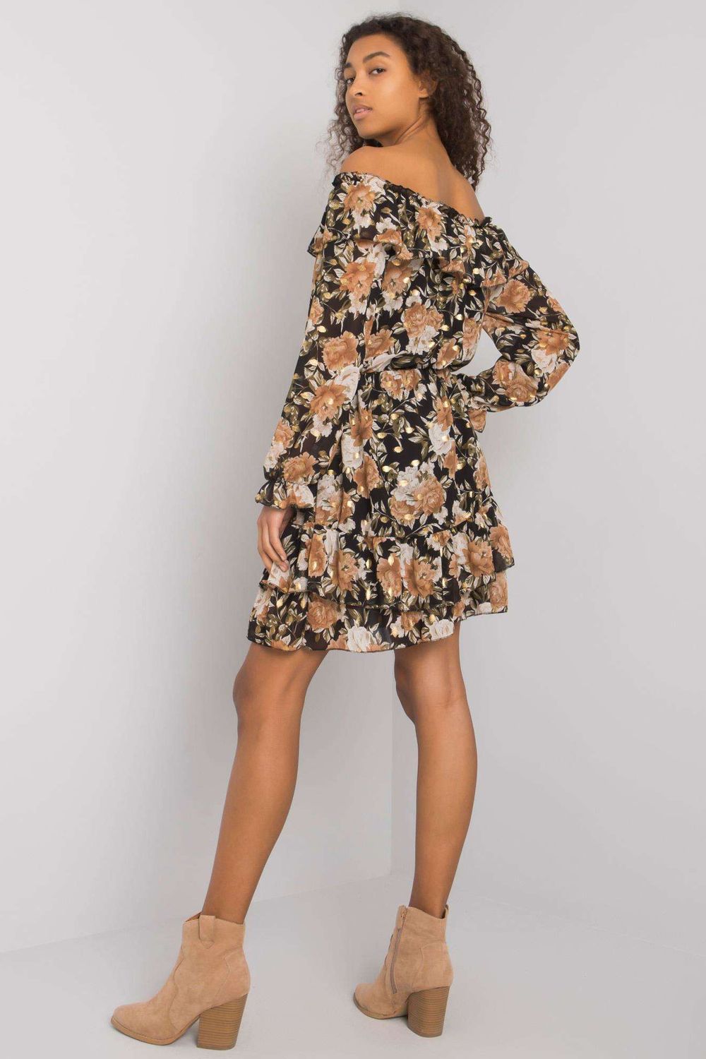Italy Moda Beige Long Sleeve Dress - view 3