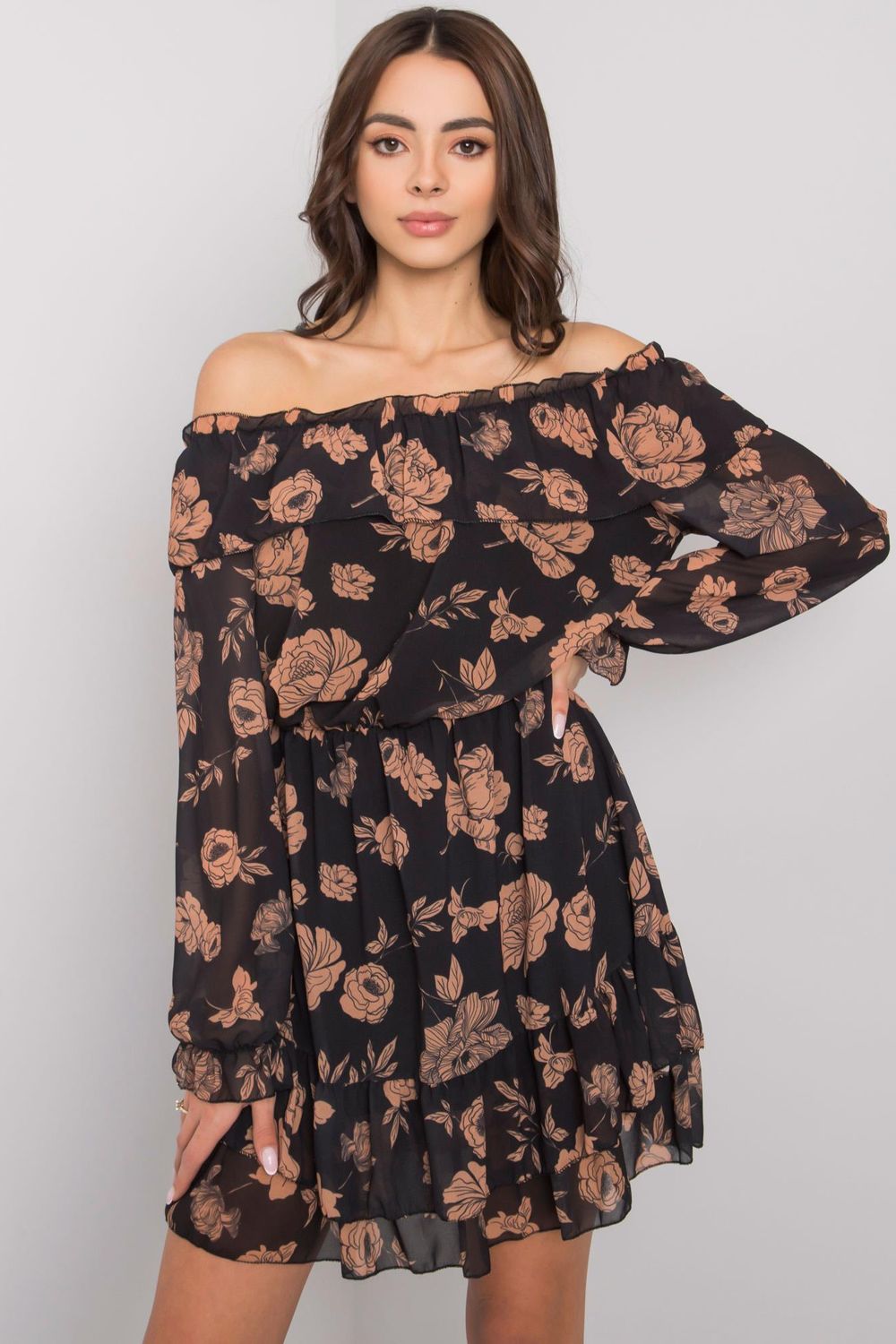 Italy Moda Camel Long Sleeve Dress