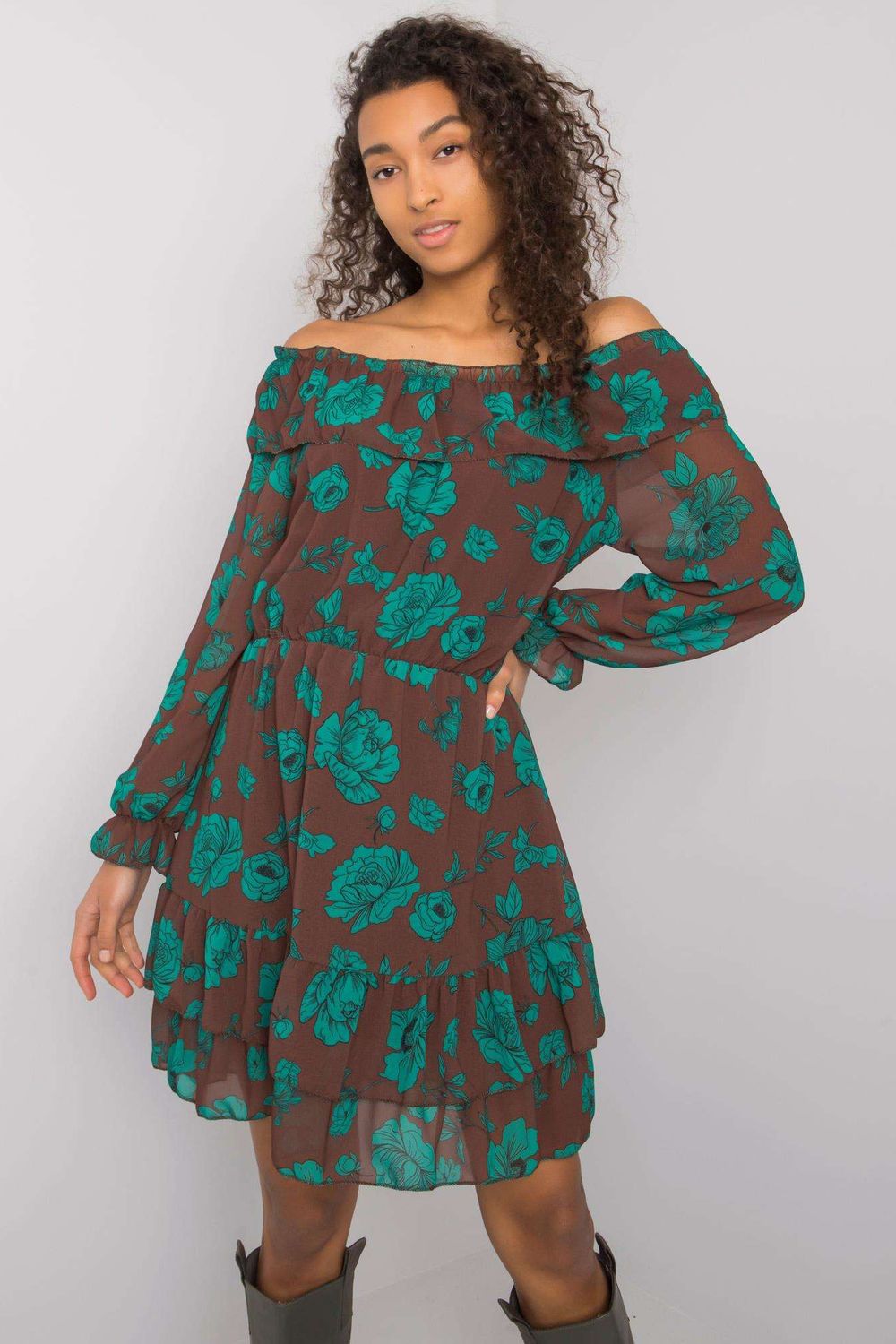 Italy Moda Brown Long Sleeve Dress