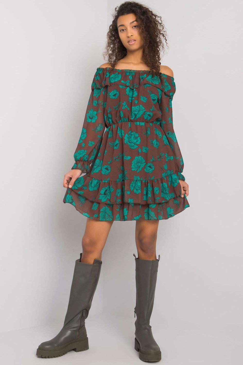 Italy Moda Brown Long Sleeve Dress - view 2