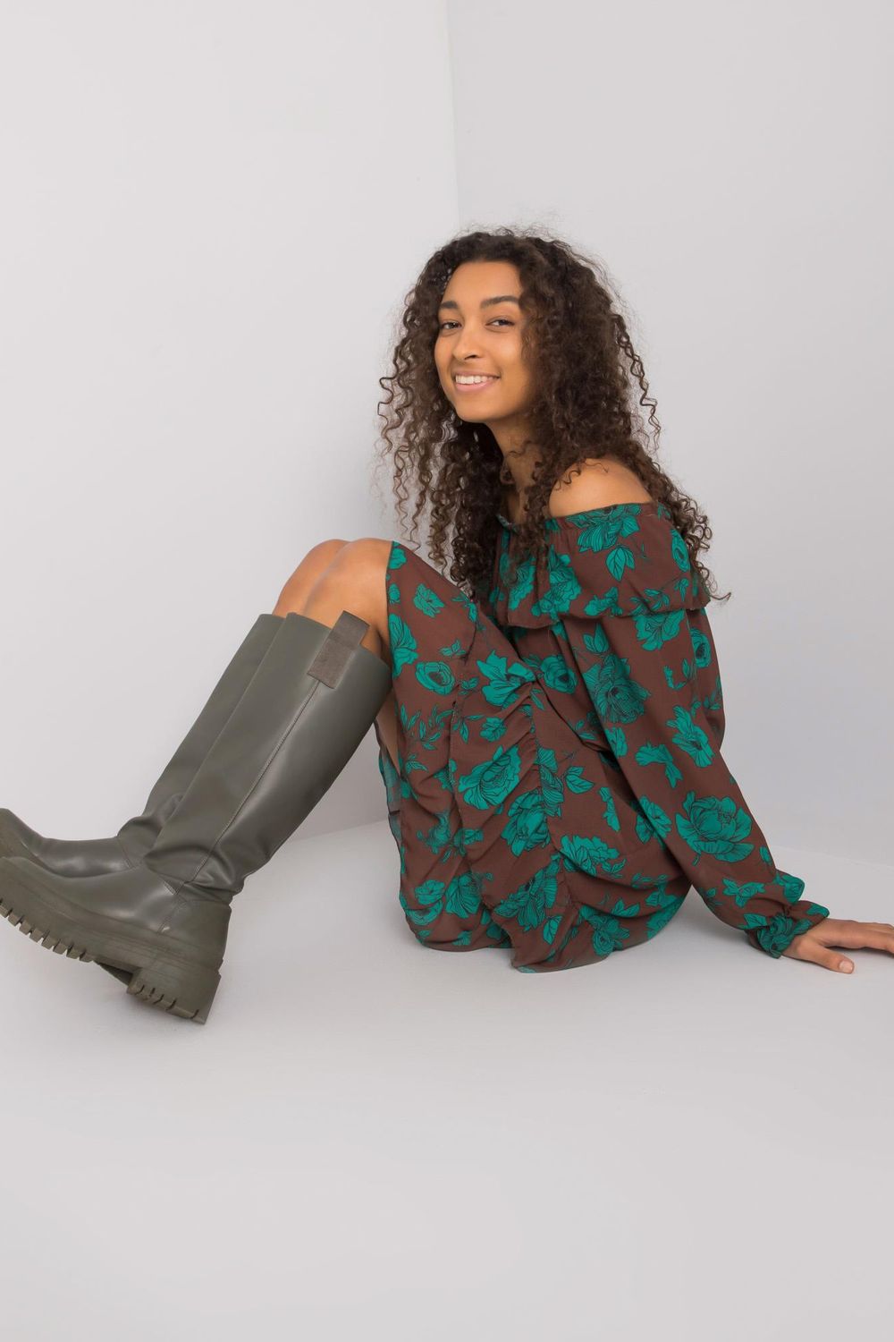 Italy Moda Brown Long Sleeve Dress - view 3