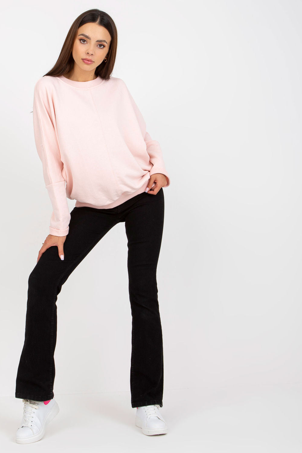 Rue Paris Light Pink Long Sleeve Sweatshirt - view 2