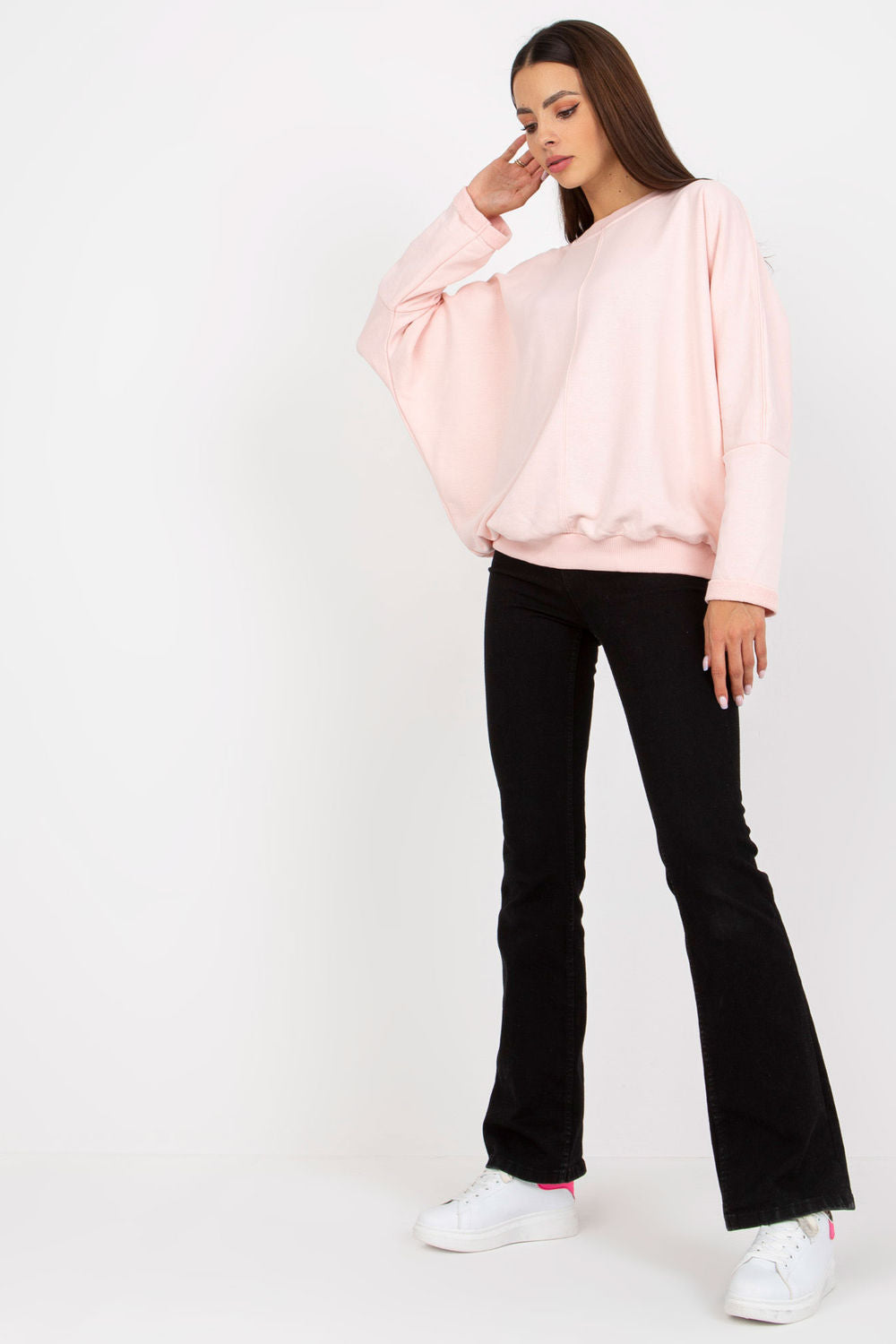 Rue Paris Light Pink Long Sleeve Sweatshirt - view 3