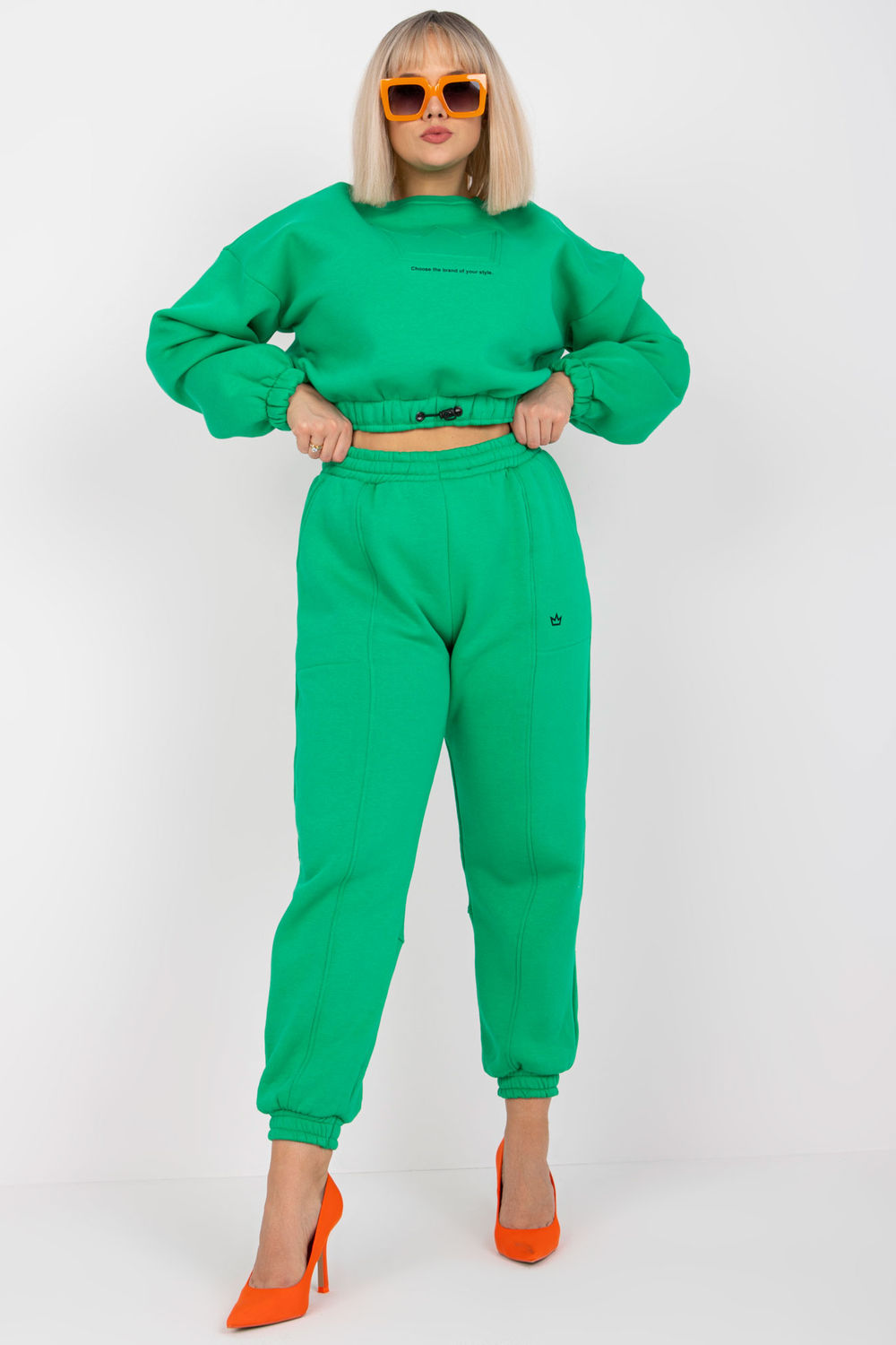 Ex Moda Green High Waisted Long Sleeve Co-Ord Set
