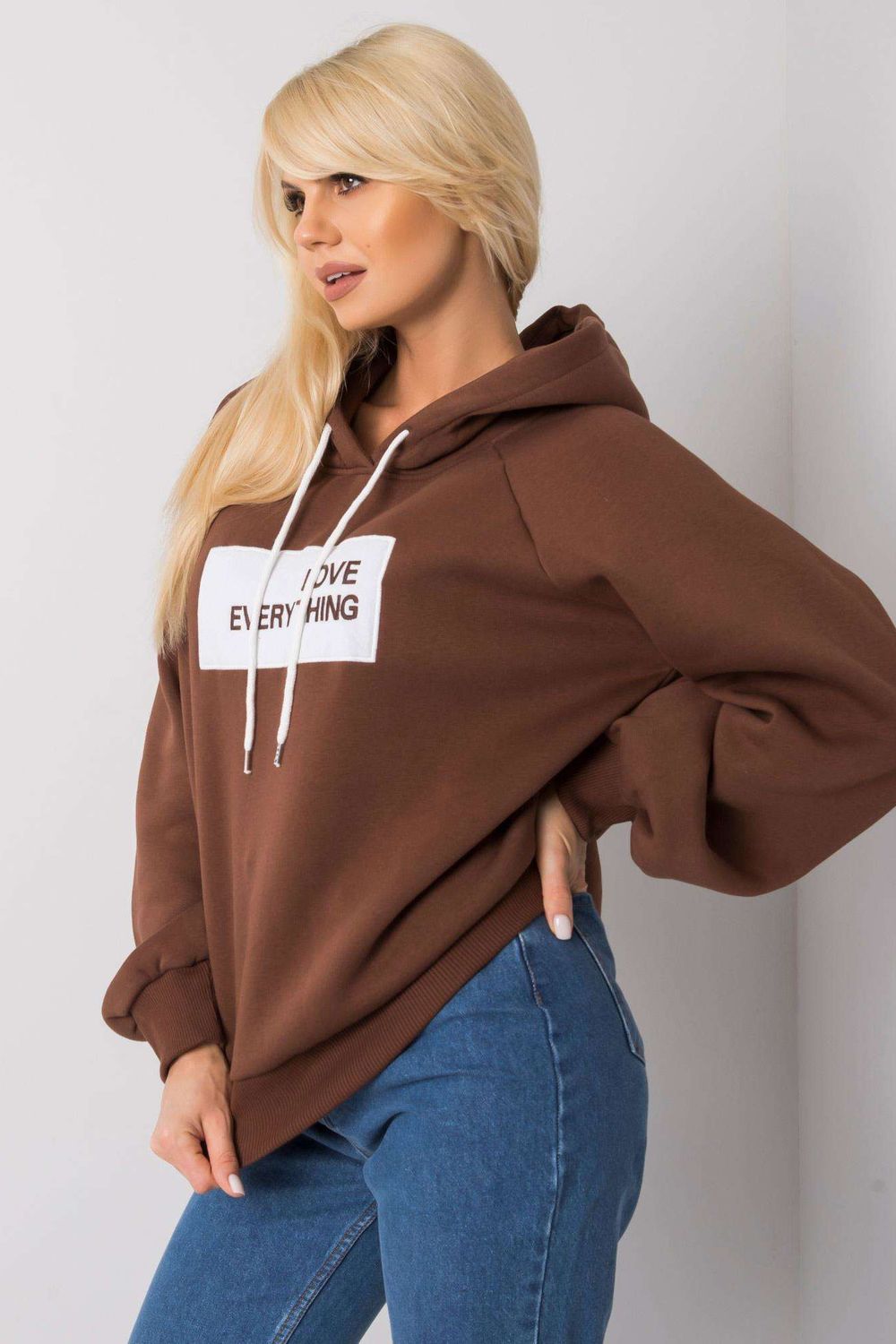 Ex Moda Dark Brown Hooded Long Sleeve Sweatshirt - view 3
