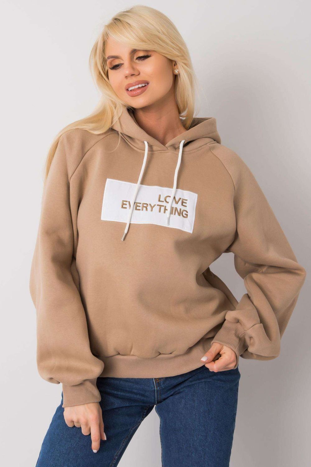 Ex Moda Dark Beige Hooded Long Sleeve Sweatshirt - view 3