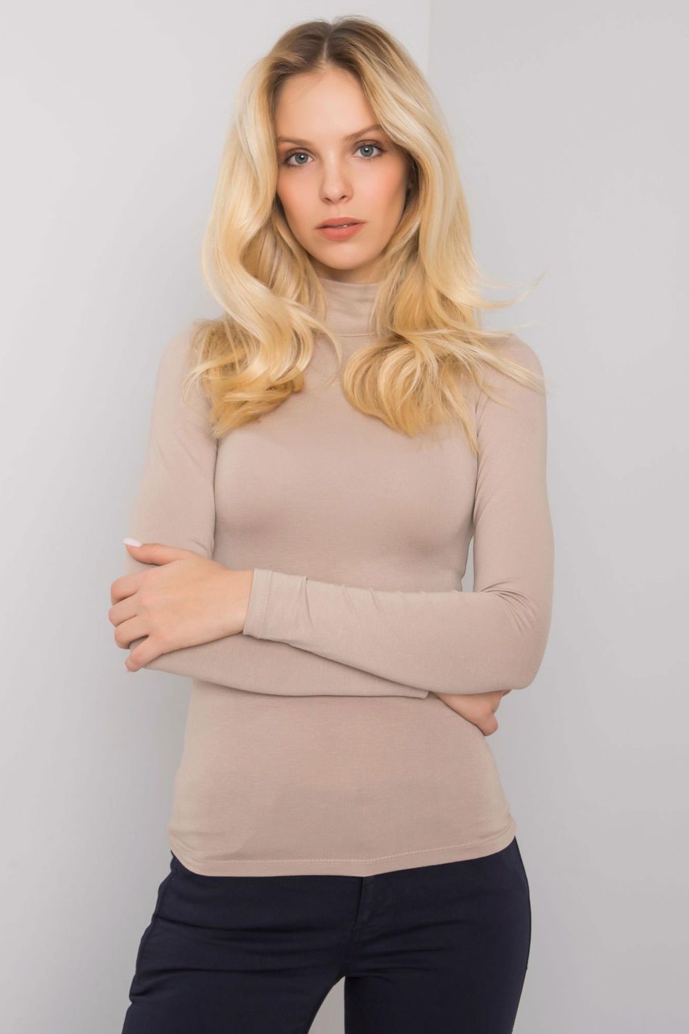 Rue Paris Beige Roll Neck Jumper