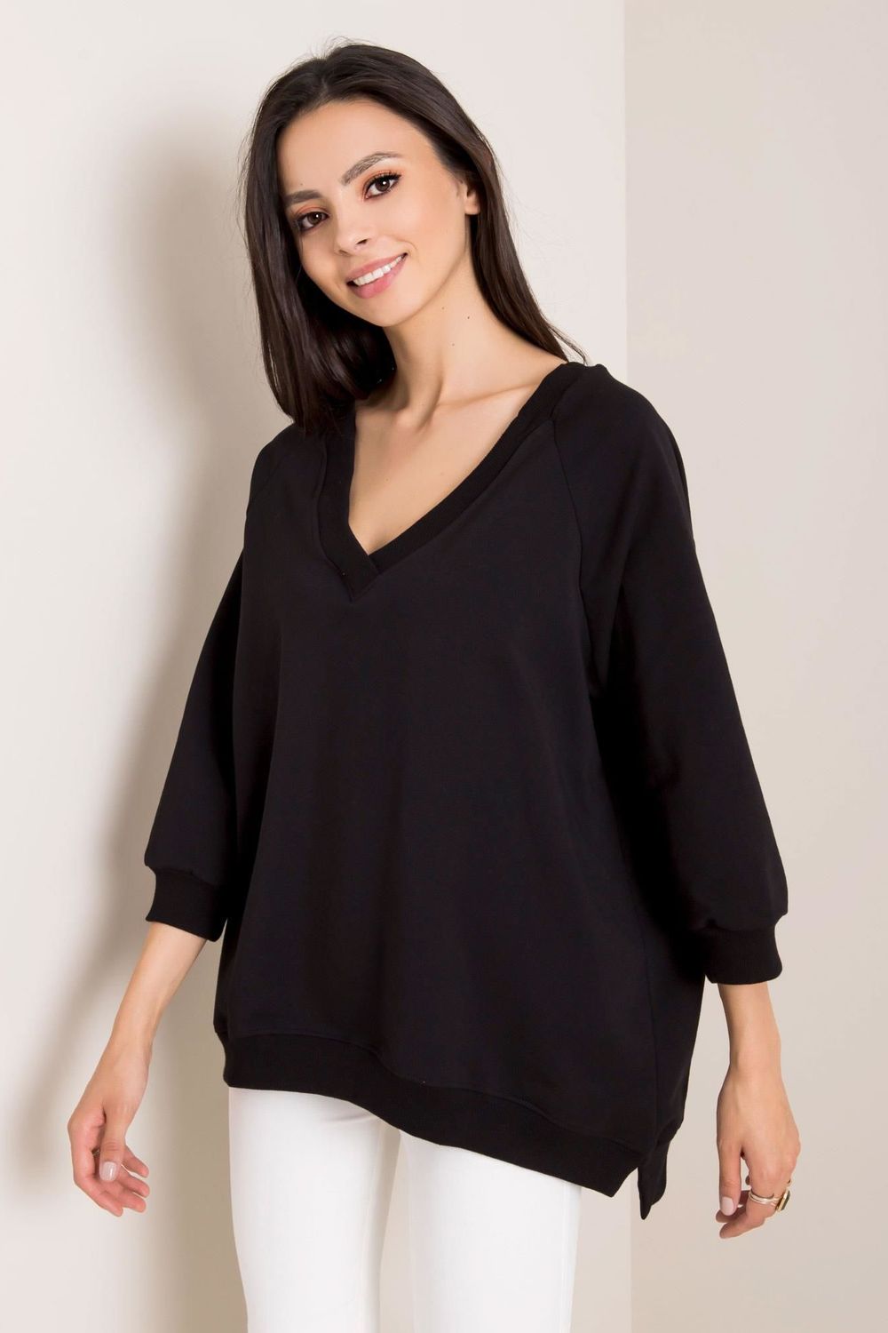 Rue Paris Black Loose Fit Long Sleeve Sweatshirt - view 2
