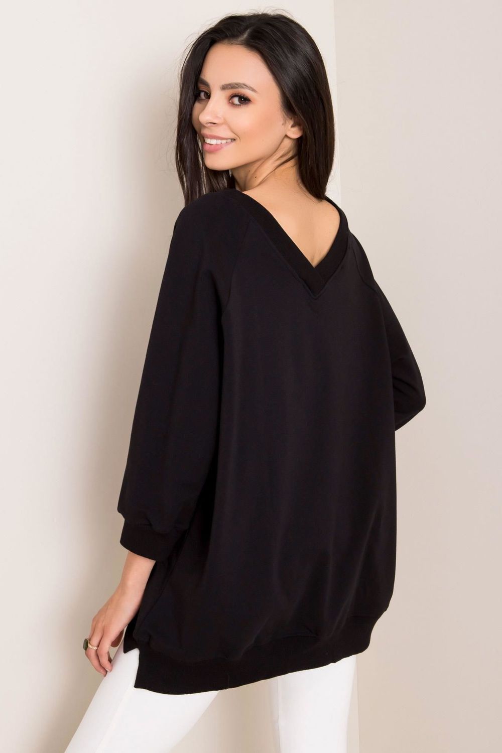 Rue Paris Black Loose Fit Long Sleeve Sweatshirt - view 3