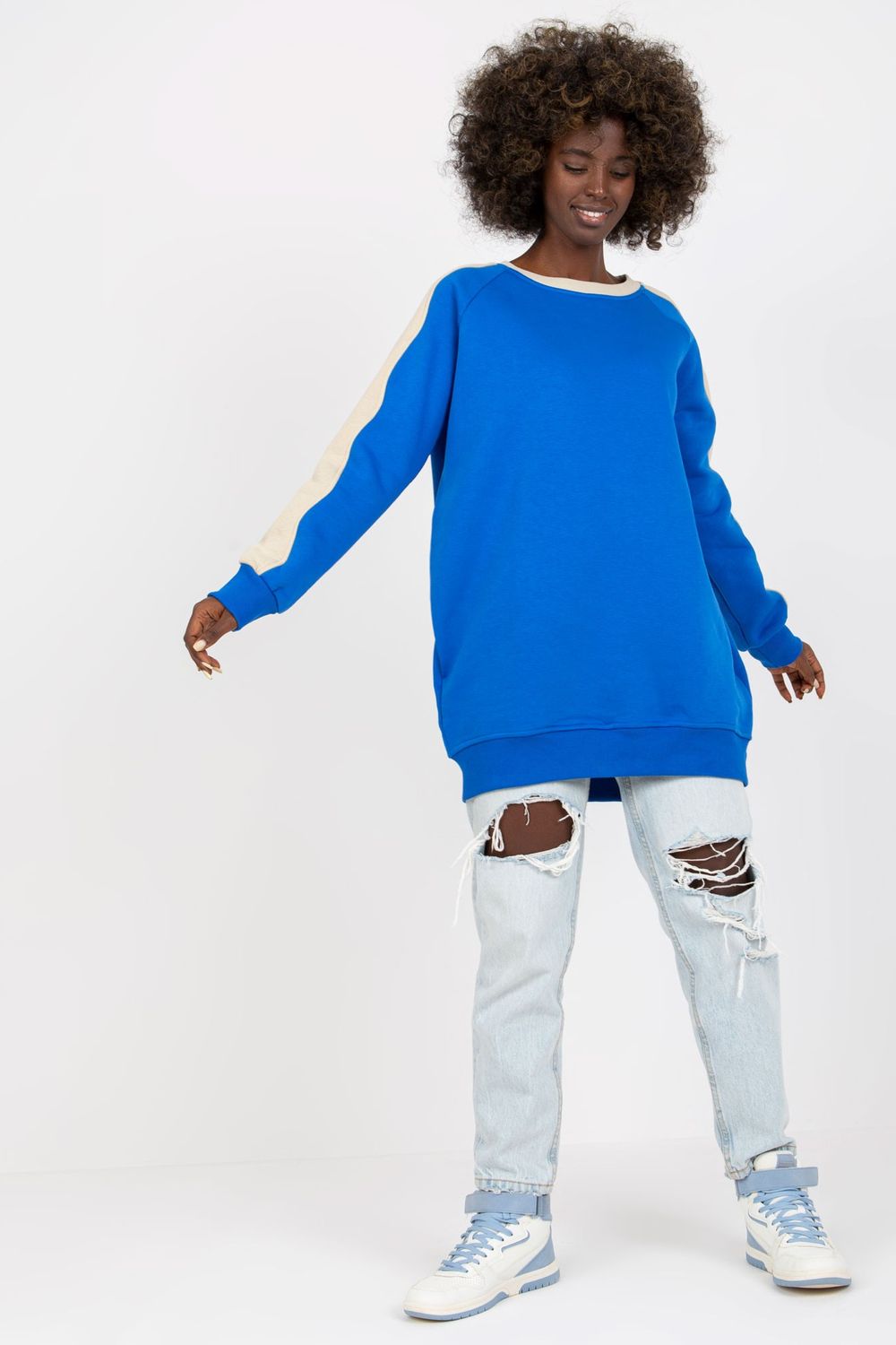 Rue Paris Dark Blue Striped Long Sleeve Sweatshirt - view 2