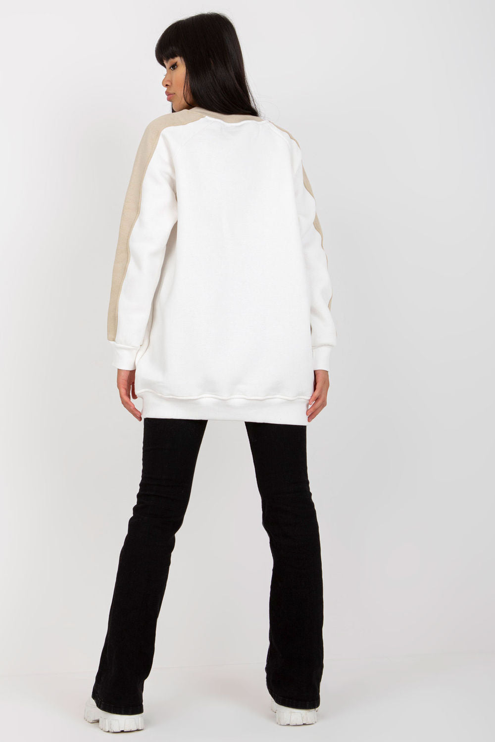 Rue Paris Beige Striped Long Sleeve Sweatshirt - view 3
