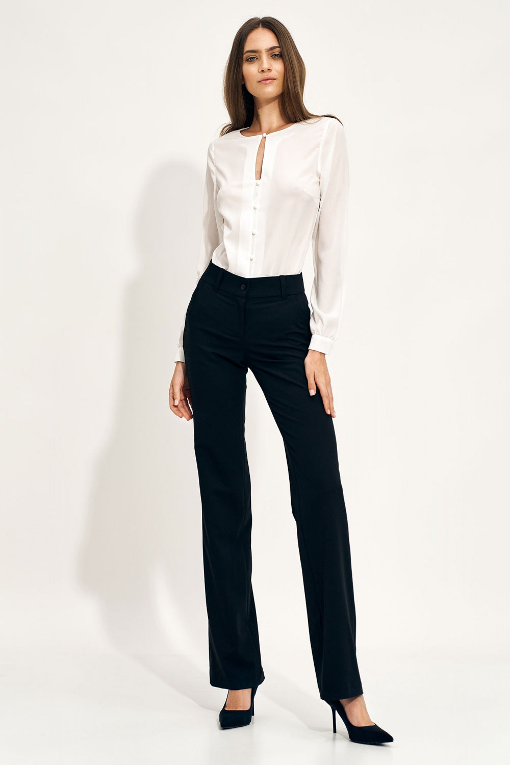 Nife Ecru High Waisted Long Sleeve Top - view 2