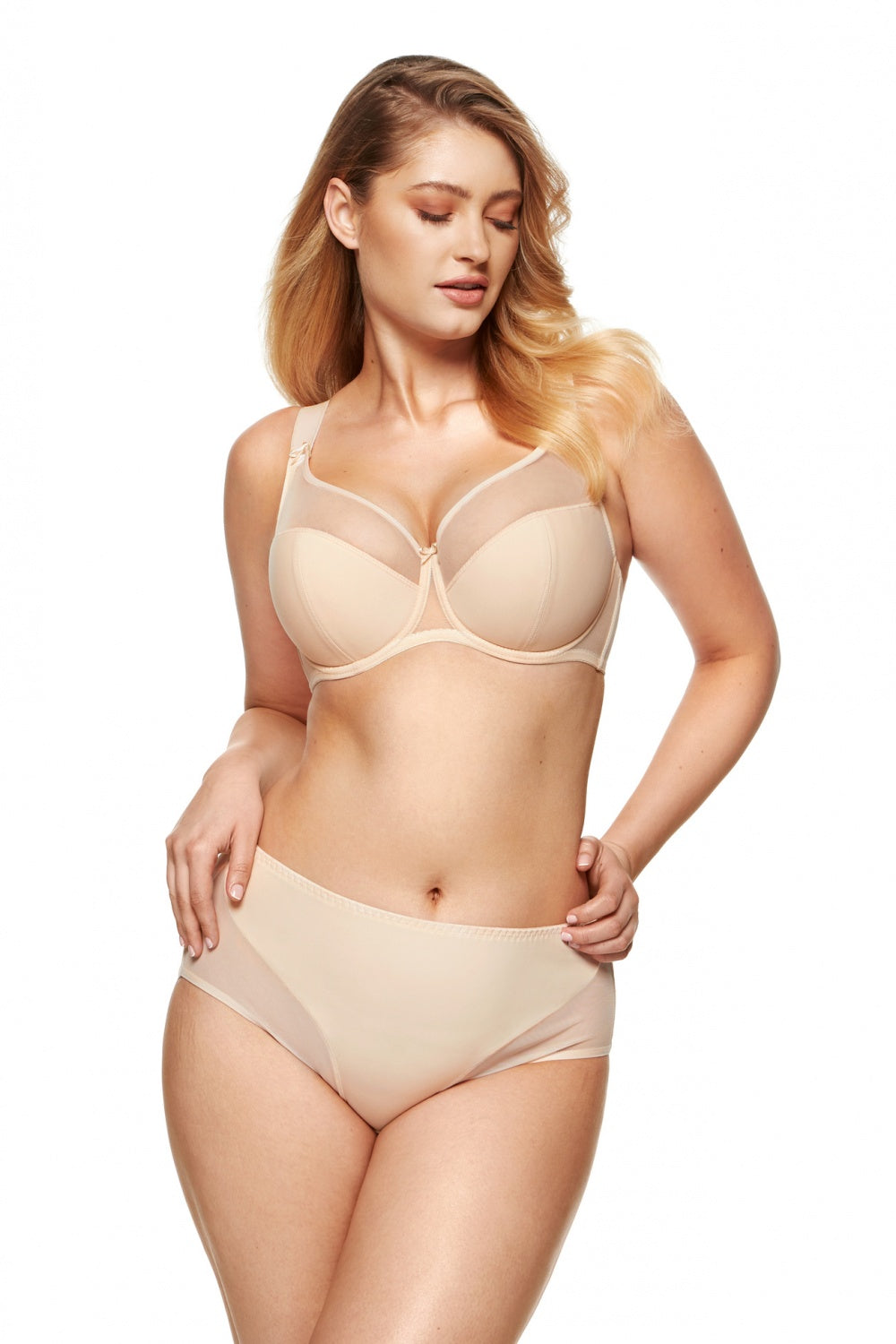 Gorteks Zara Beige Mesh Padded Semi-Soft Bra