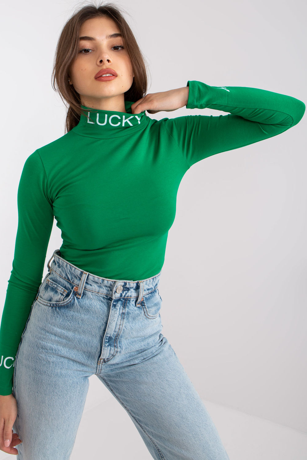 Ex Moda Green Bodycon Long Sleeve Blouse
