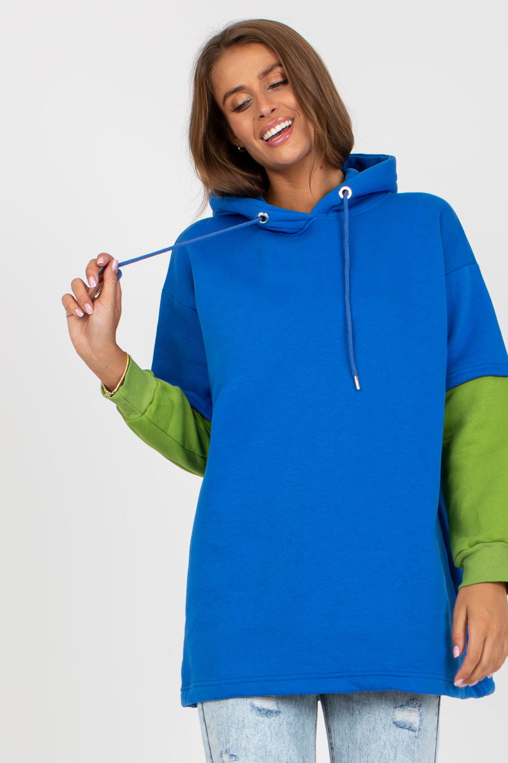 Rue Paris Dark Blue Hooded Long Sleeve Sweatshirt