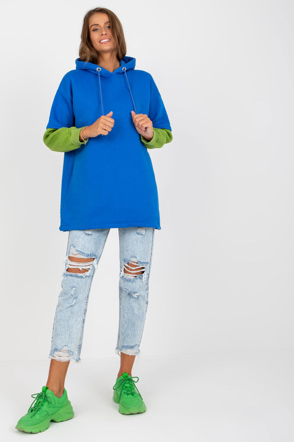 Rue Paris Dark Blue Hooded Long Sleeve Sweatshirt - view 2
