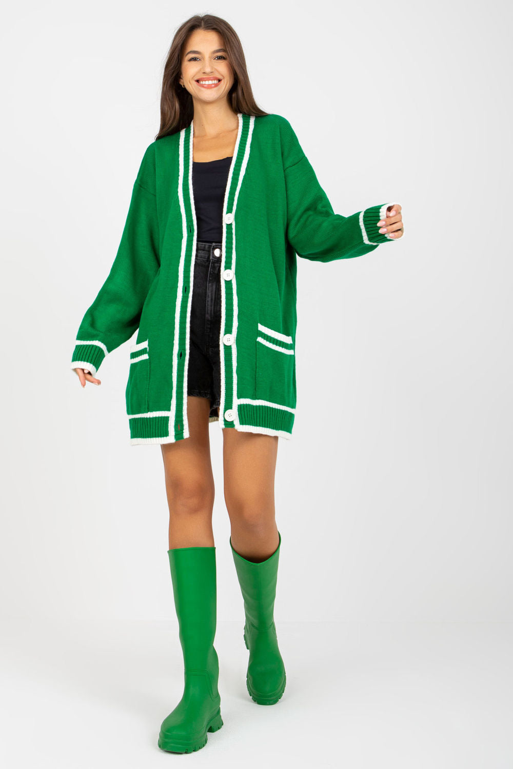 Rue Paris Green Acrylic Cardigan