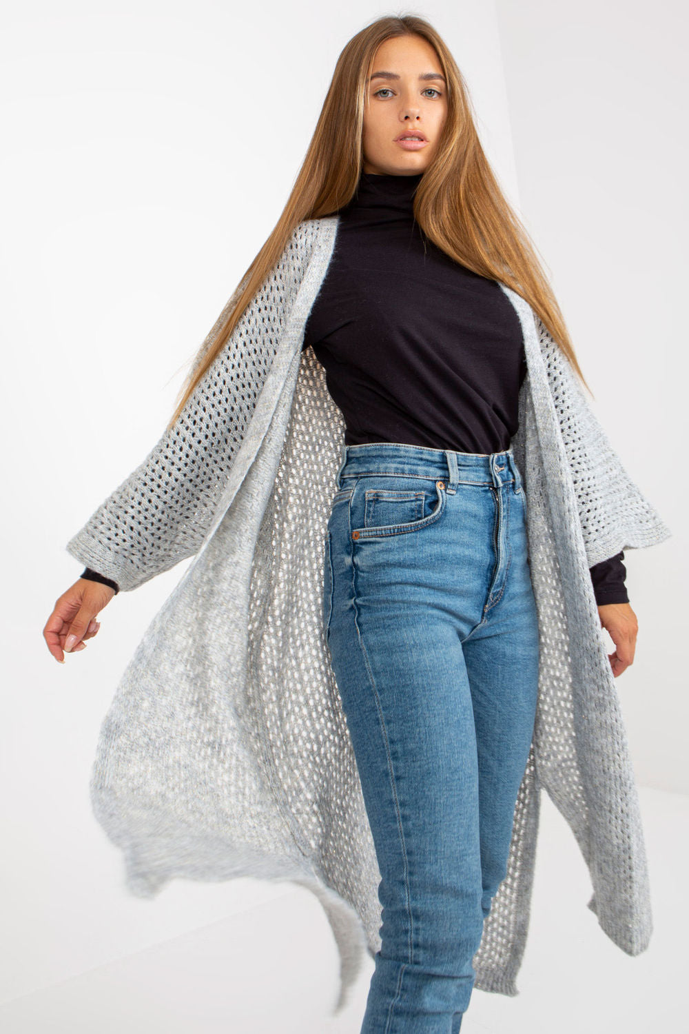 Och Bella Grey Long Sleeve Cardigan