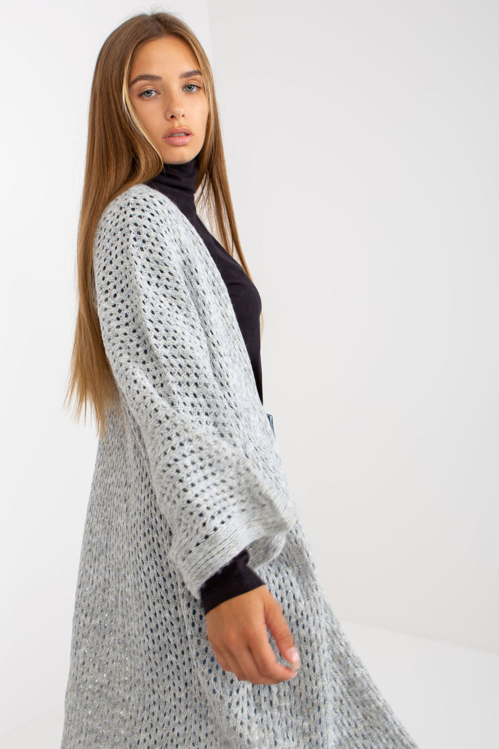 Och Bella Grey Long Sleeve Cardigan - view 2