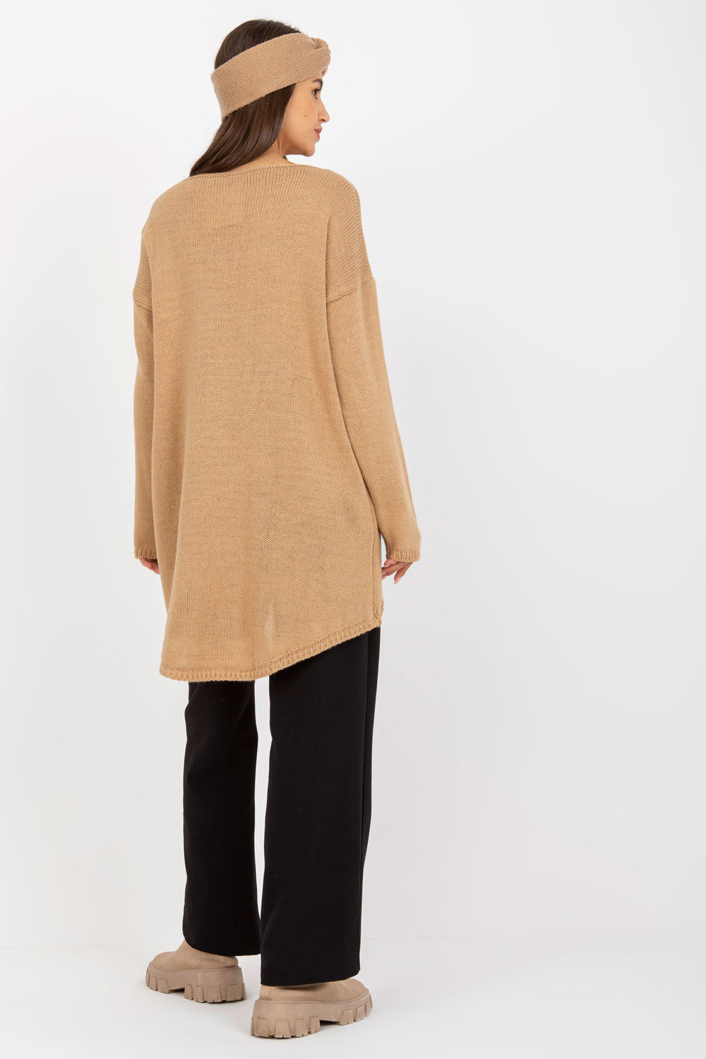Och Bella Camel Boat Neck Long Sleeve Jumper - view 2