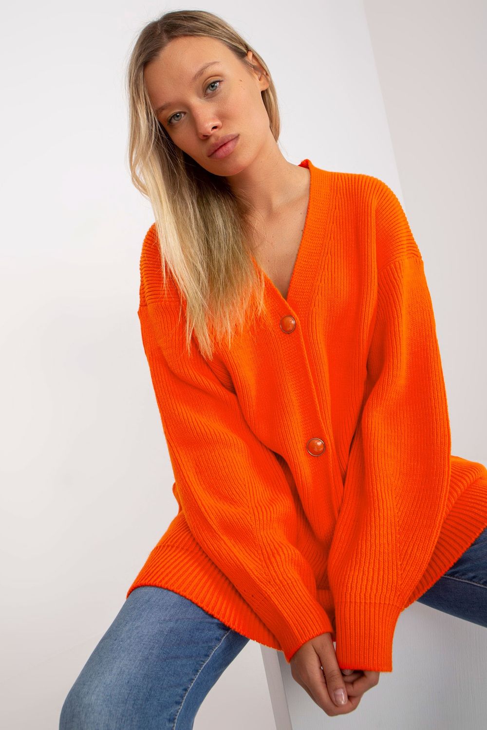 Rue Paris Orange Long Sleeve Cardigan