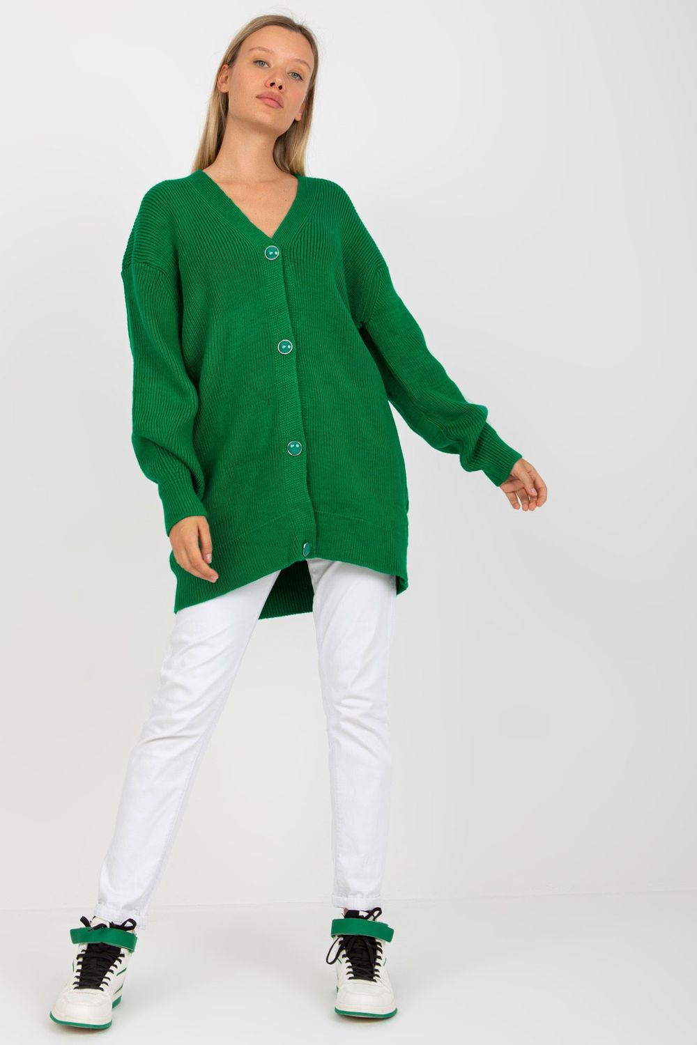 Rue Paris Green Long Sleeve Cardigan