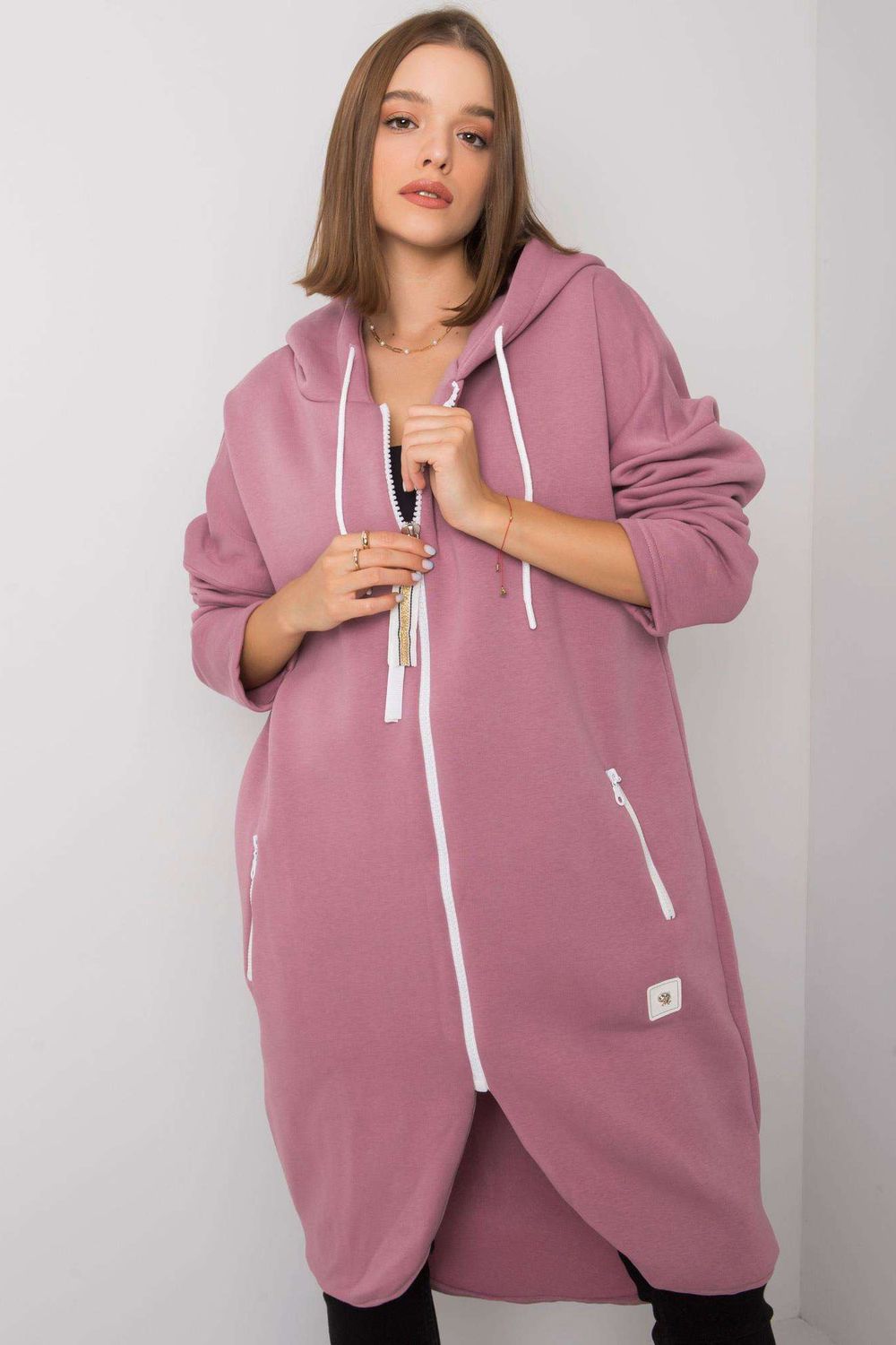 Relevance Dark Pink Cotton Hooded Long Sleeve Sweatshirt