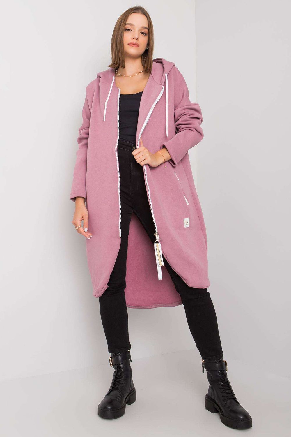 Relevance Dark Pink Cotton Hooded Long Sleeve Sweatshirt - view 2